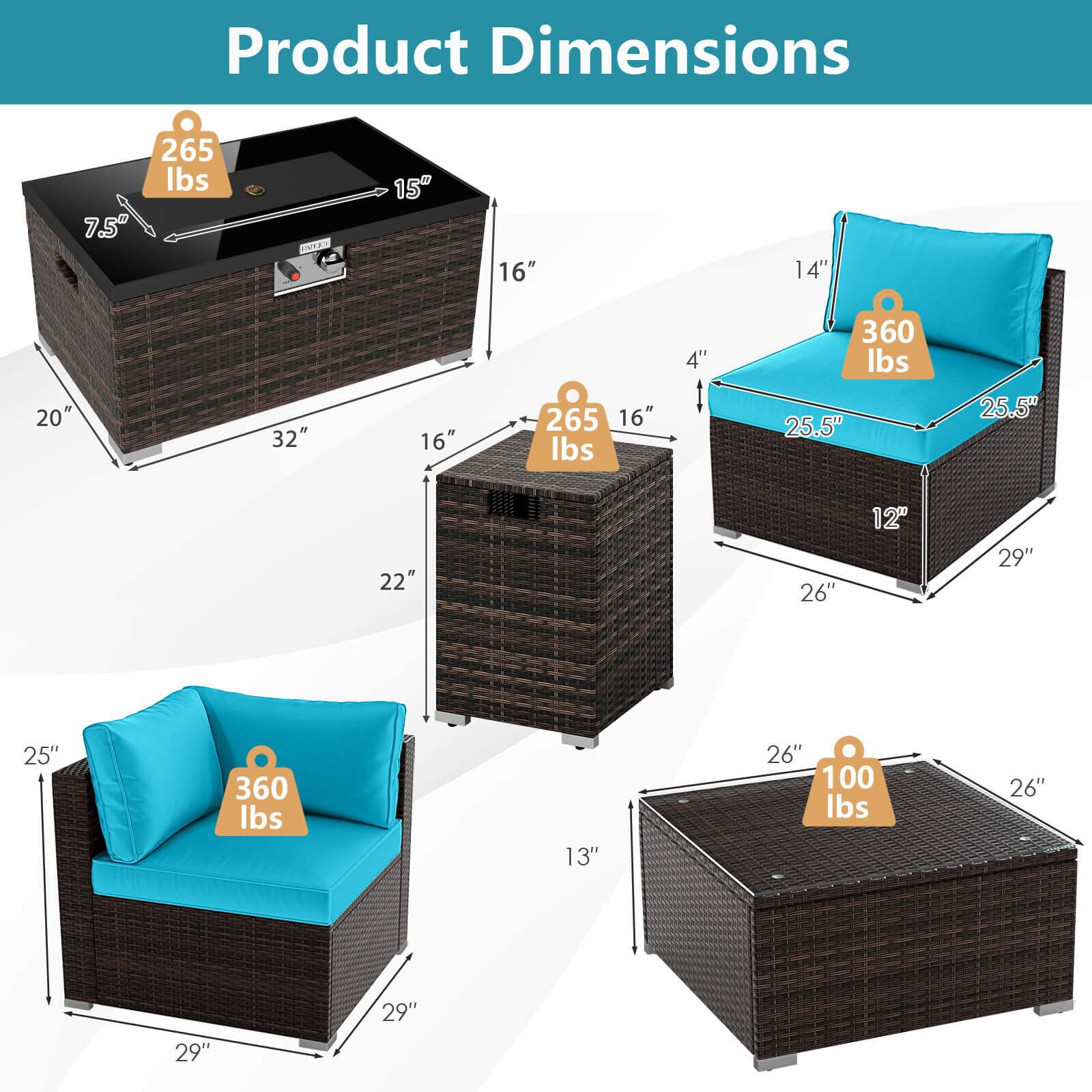 Product Dimensions

- 265 lbs
  - 7.5" x 15" x 16" x 20" x 32" x 16"

- 265 lbs
  - 16" x 16" x 22" x 26" x 13" x 26"

- 360 lbs
  - 14" x 25.5" x 4" x 25.5" x 12" x 29"

- 360 lbs
  - 25" x 29" x 29"