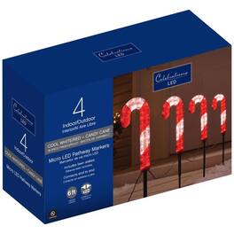 Celebrations - Blue LED Red/White Cane Candy 12 in. Pathway Decor (Case of 4) - Red|White