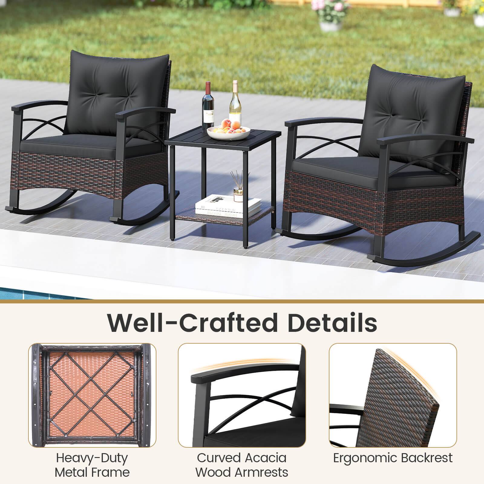 Well-Crafted Details  
Heavy-Duty Metal Frame  
Curved Acacia Wood Armrests  
Ergonomic Backrest