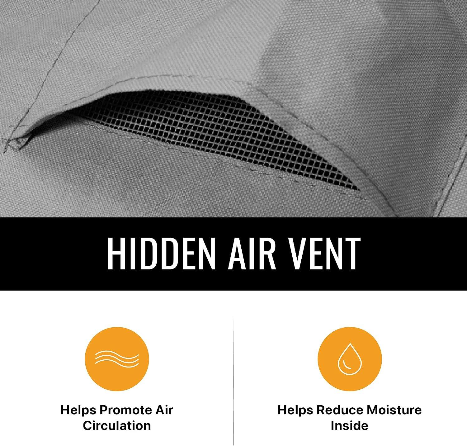 HIDDEN AIR VENT

Helps Promote Air Circulation

Helps Reduce Moisture Inside