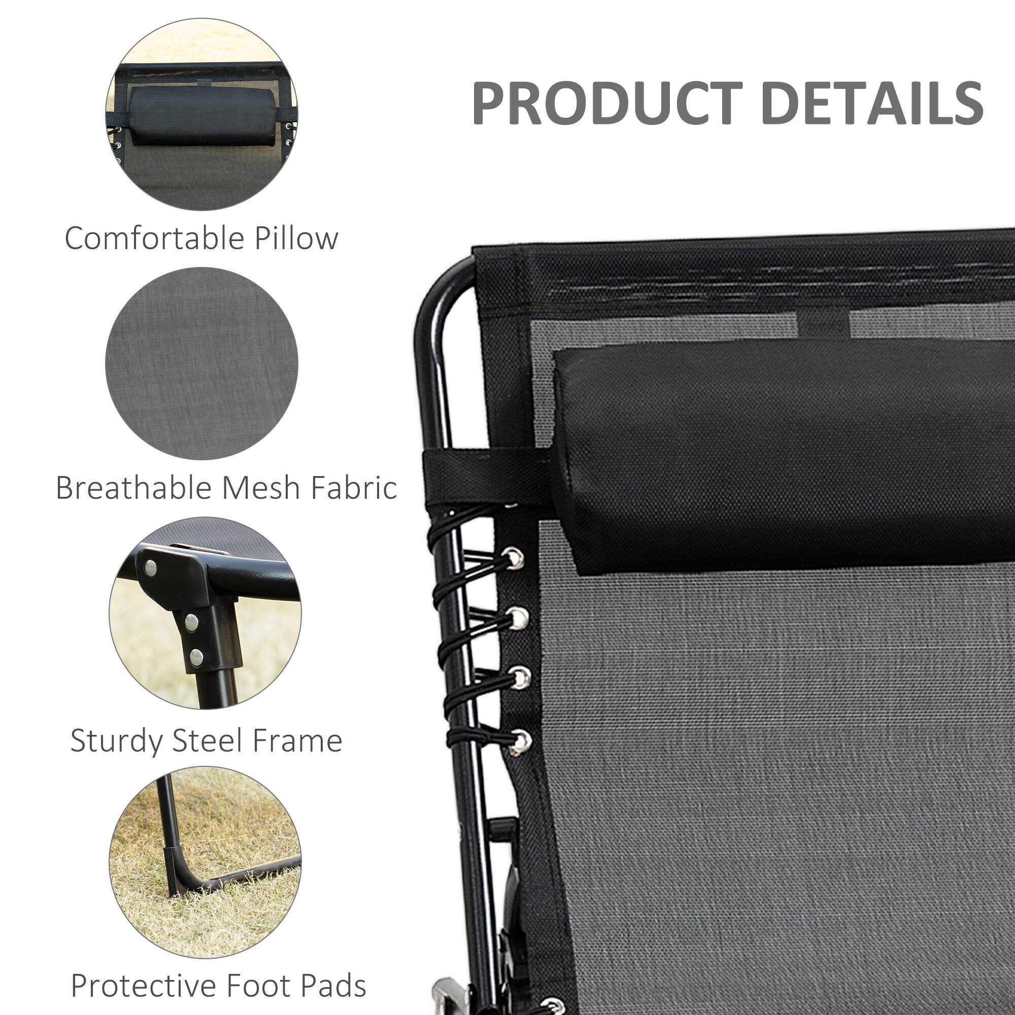 PRODUCT DETAILS

- Comfortable Pillow
- Breathable Mesh Fabric
- Sturdy Steel Frame
- Protective Foot Pads