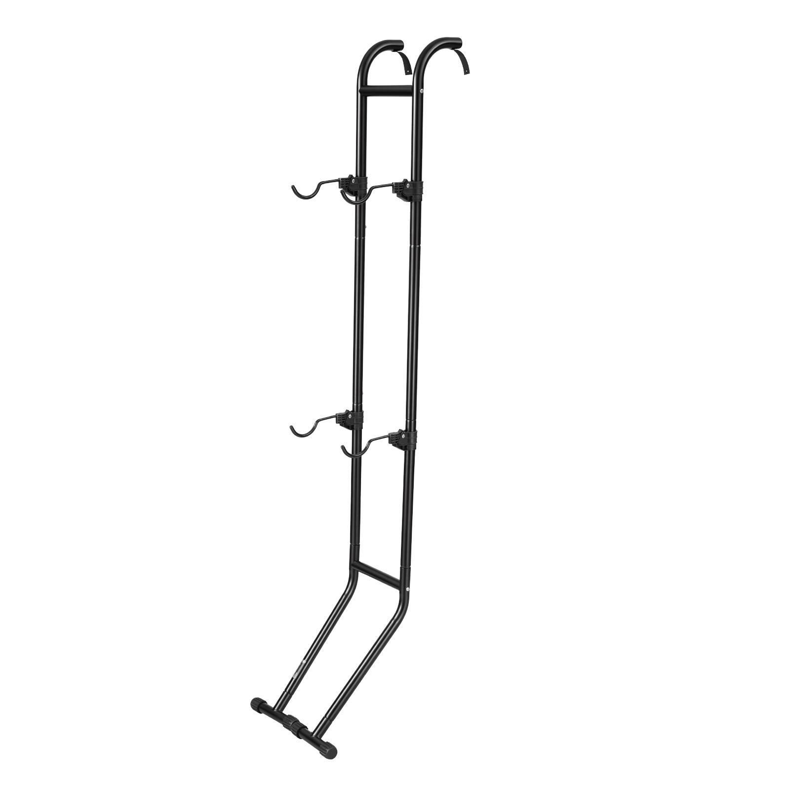 Alt View 5. VEVOR - Bike Stand for 2 Bikes, Freestanding Vertical Bike Storage Rack, with Height-Adjustable Hooks, Heavy-Duty Carbon Steel - Black.