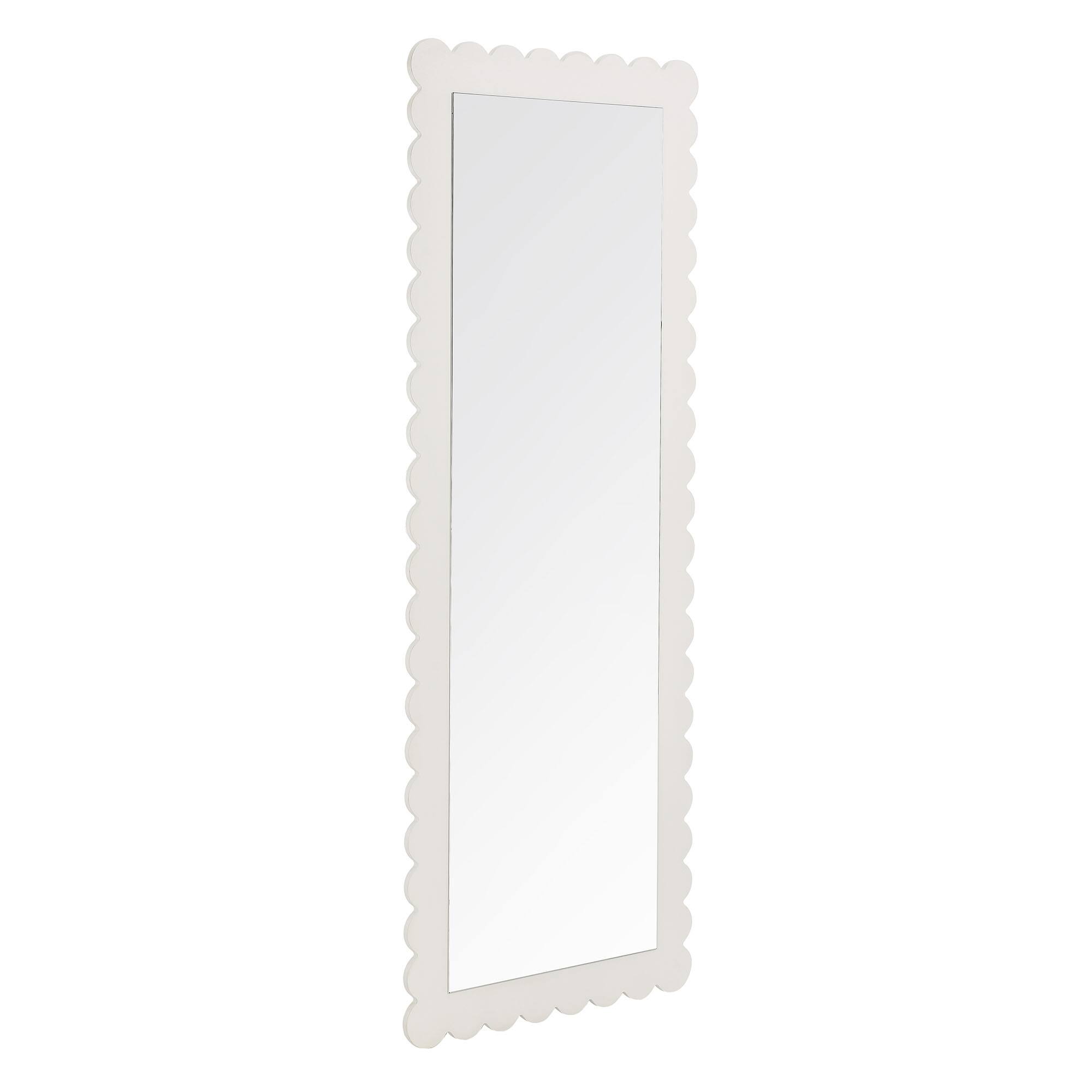 Left. Modway - Emmeline Scalloped Rectangle Floor Mirror by Modway - White.