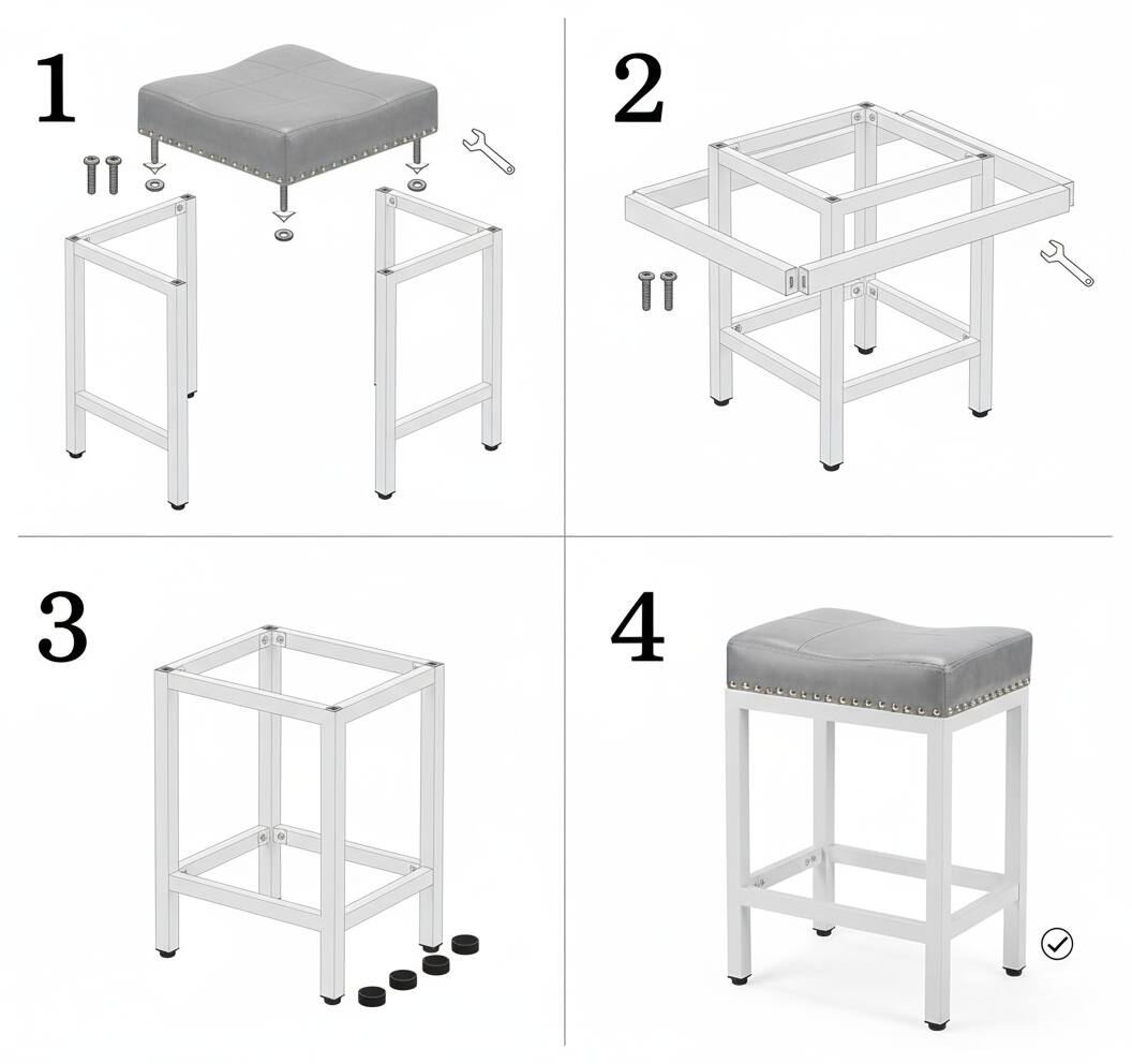 Alt View 2. AOITUN - Bar Stools Set 2, 24 Inch - Perfect for Daily Use in Kitchen or Bar - Enhance Comfort and Style with Durable Design - Gray.
