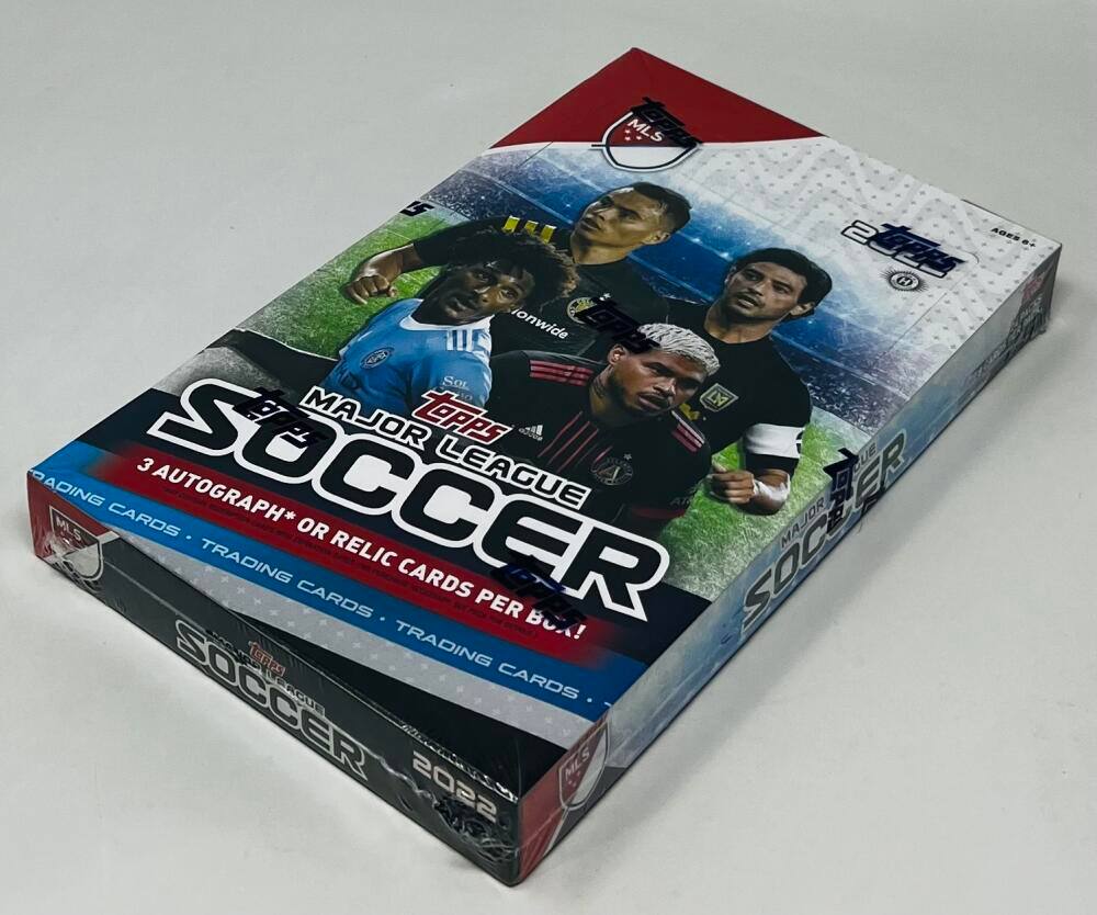 MLS  
2 AGES  
Nationwide  
SOL  
LA  
MAJOR  
Lepps  
3 UE  
RADING  
SOCCER  
AUTOGRAPH*  
LEAGUE  
BER  
MLS  
CARDS  
OR  
SOCCER  
MAJOR  
TRADING  
RELI CARDS  
CARDS  
PER  
BOX!  
LORPS  
TRADING  
SOCCER  
EAGUE  
CARDS  
MLS  
2022