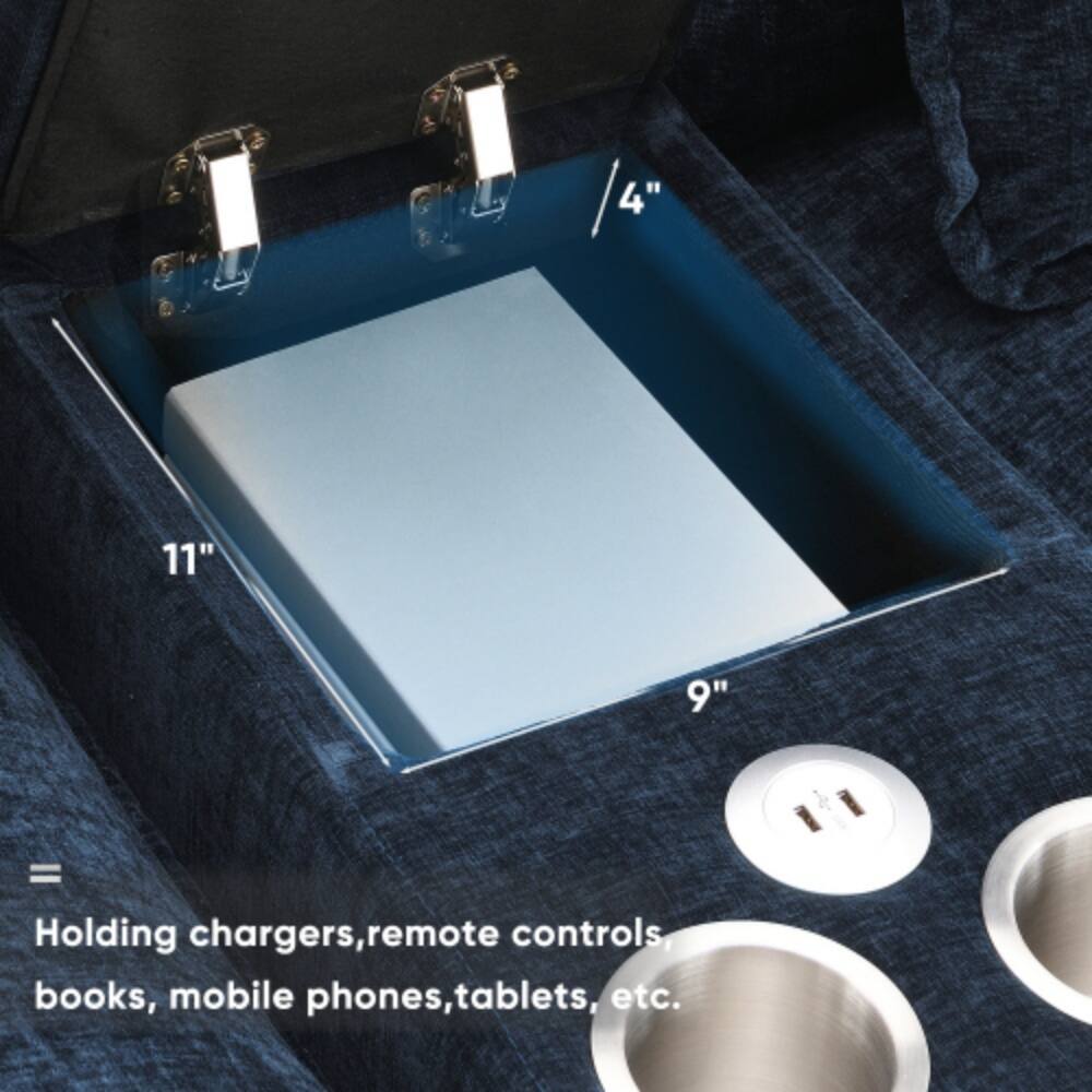 4" 11" 9" = Holding chargers, remote controls, books, mobile phones, tablets, etc.