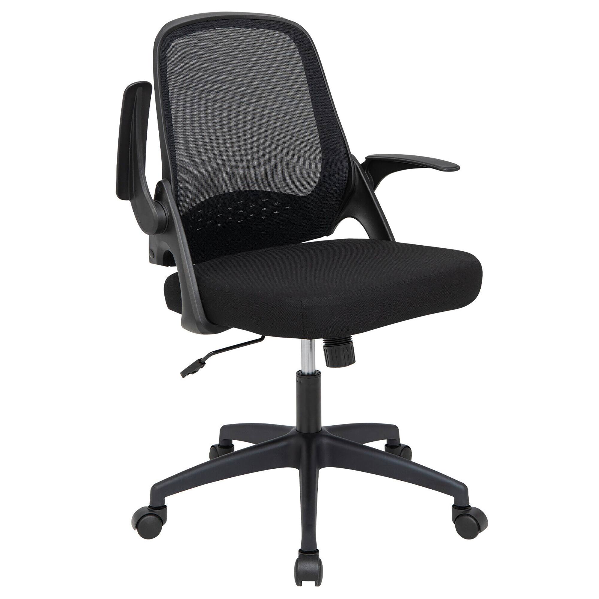 Alt View 19. Costway - Mesh Adjustable Rolling Computer Desk Chair with Flip-Up Armrests - Black.