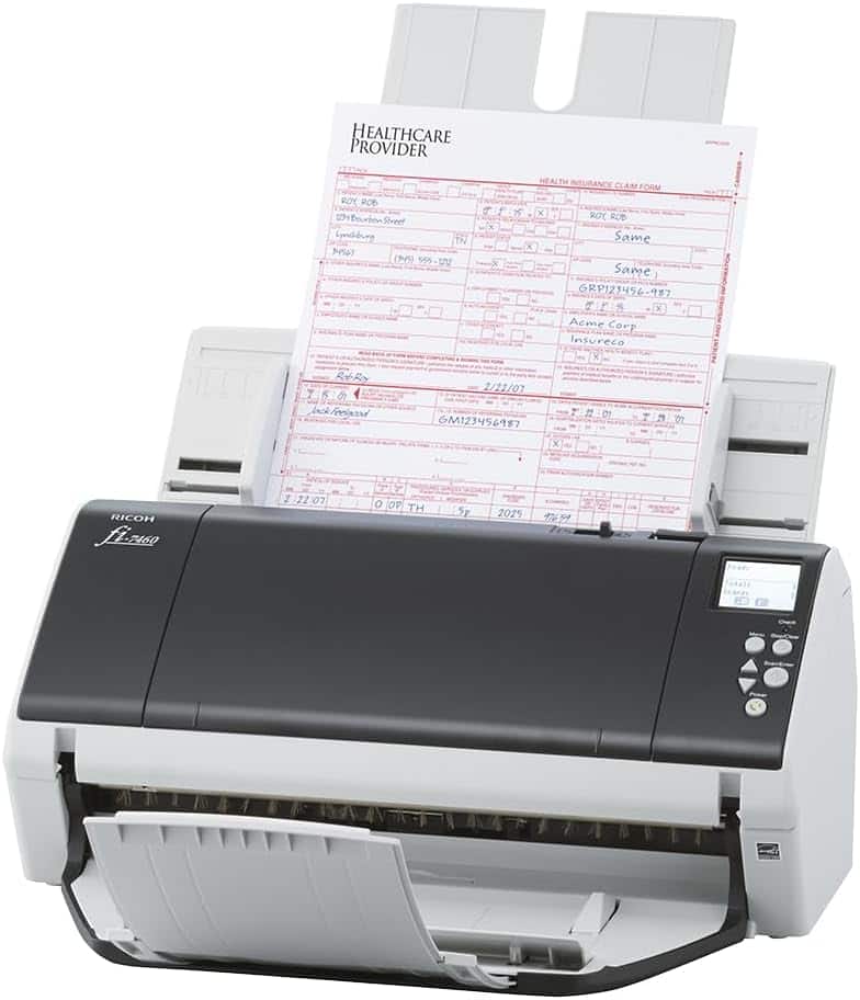 Ricoh - fi-7460 Wide-Format Color Duplex Document Scanner with Auto Document Feeder (ADF) - PA03710-B055 - Black and White