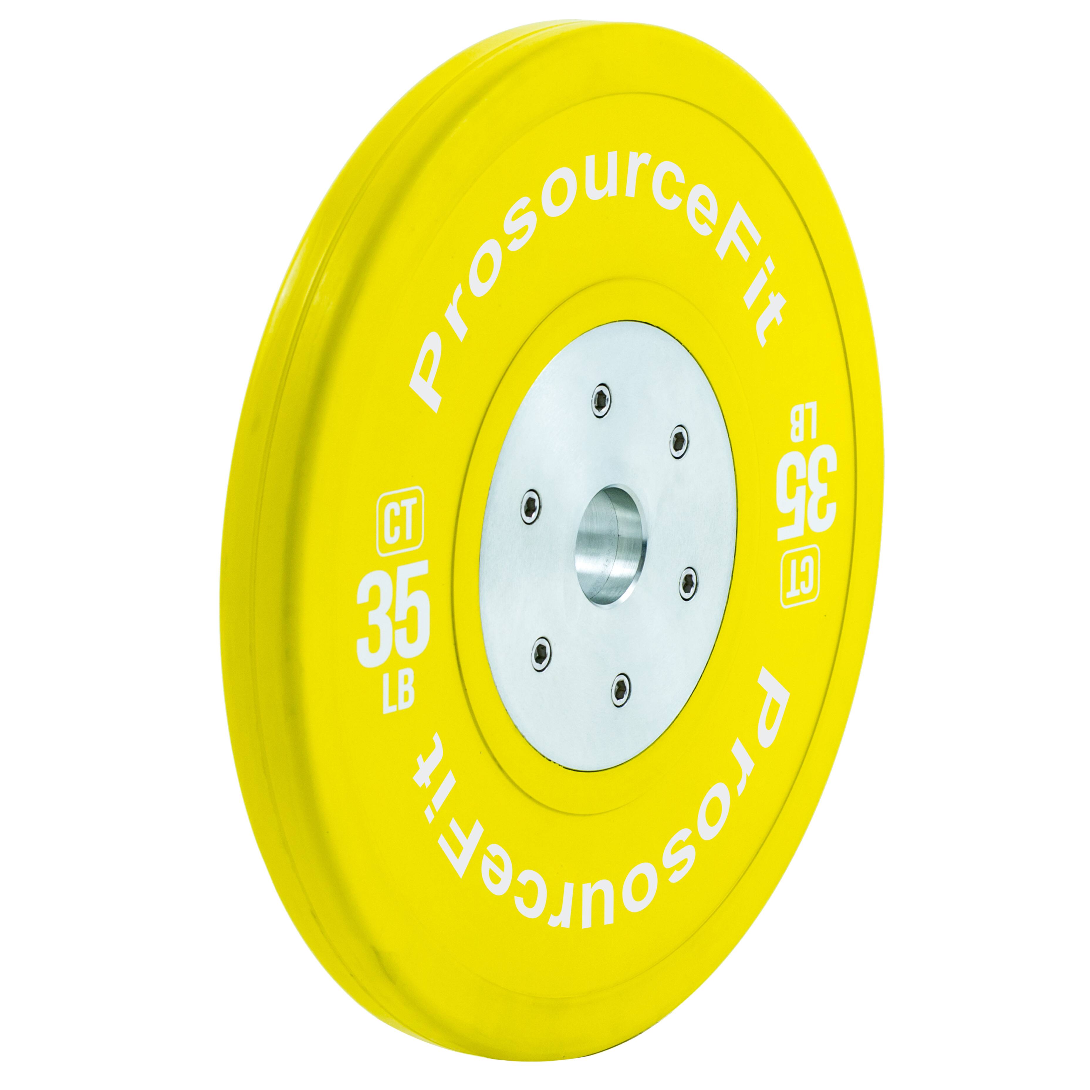 Angle. ProsourceFit - ProsourceFit Color Training Bumper Plate, 35 lbs - Yellow.