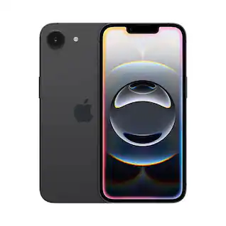 Front. Apple - Pre-Owned Excellent iPhone 16e 128GB (Unlocked) - Black.