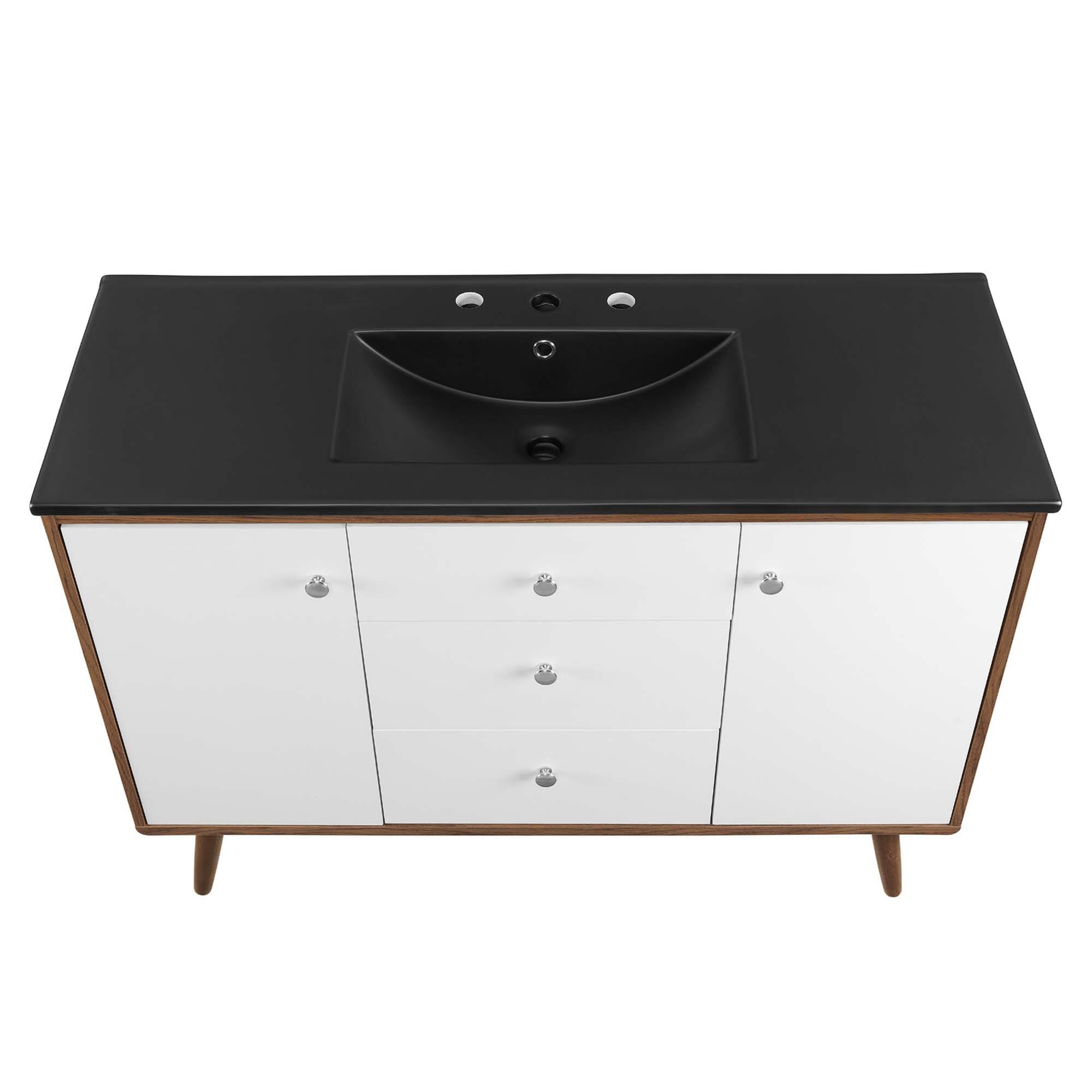 Alt View 4. Modway - Transmit Bathroom Vanity Basin Included - Walnut Black.
