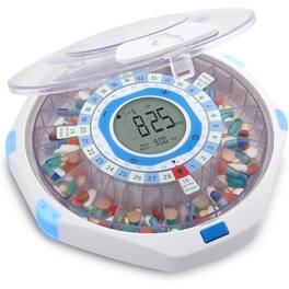LiveFine - WiFi Automatic Pill Dispenser & 28-Day Remote Medication System W/Lock & Key - Clear Lid - Frosted Lid