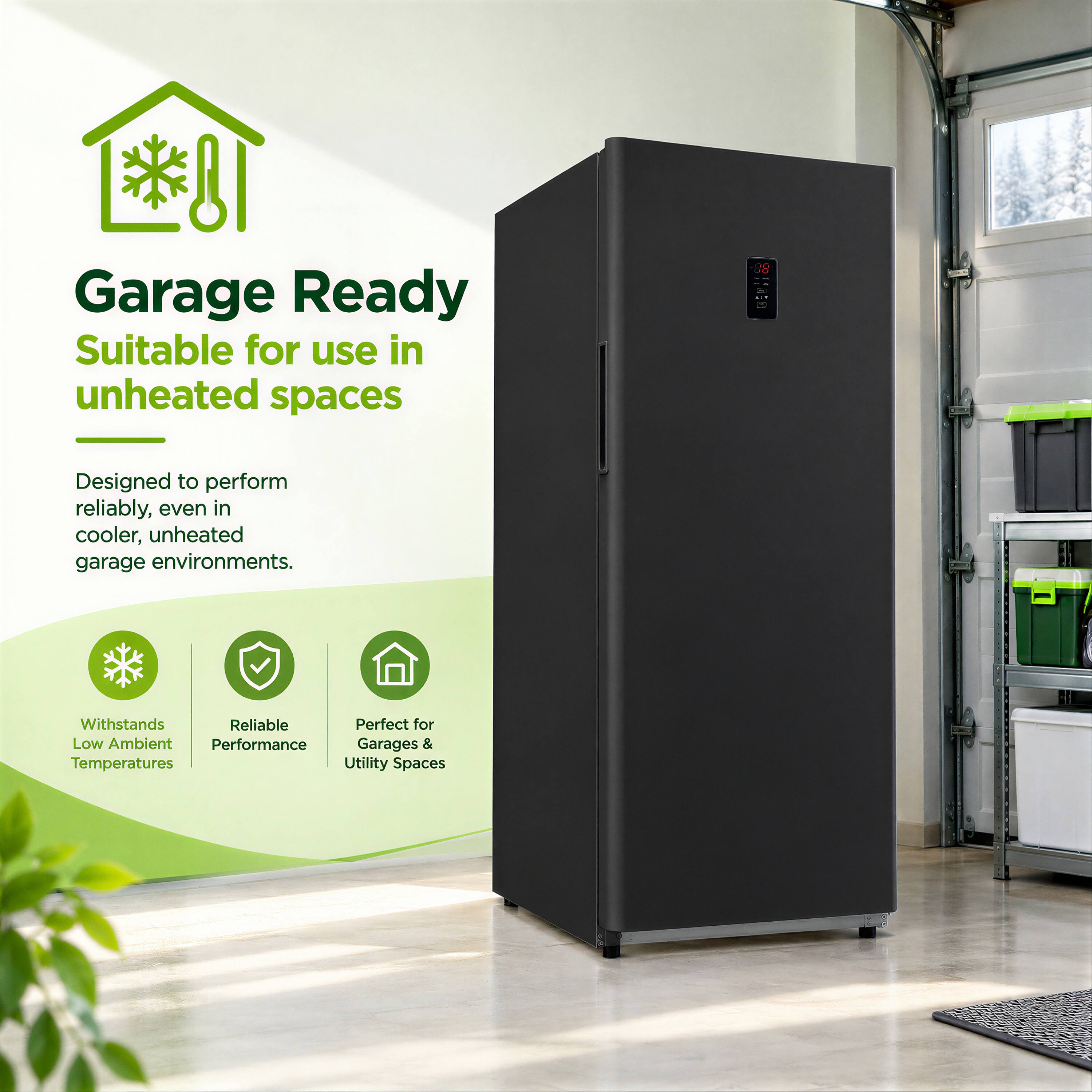 Garage Ready  
Suitable for use in unheated spaces

Designed to perform reliably, even in cooler, unheated garage environments.

- Withstands Low Ambient Temperatures
- Reliable Performance
- Perfect for Garages & Utility Spaces