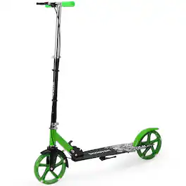 Topteng - Foldable Kick Scooter for Adult & Teen–8" Luminous PU Wheel,Dual Brakes,Anti-Slip Deck,Height Adjustable,Fit for Commute - Green