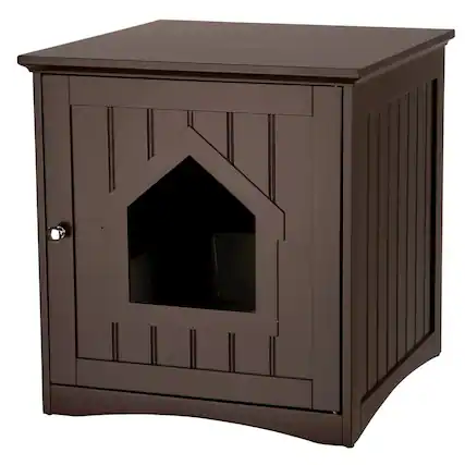 Front. TRIXIE - Cat Litter Box Enclosure Hidden Litter Indoor Cat Furniture Pet Home - Espresso Brown.