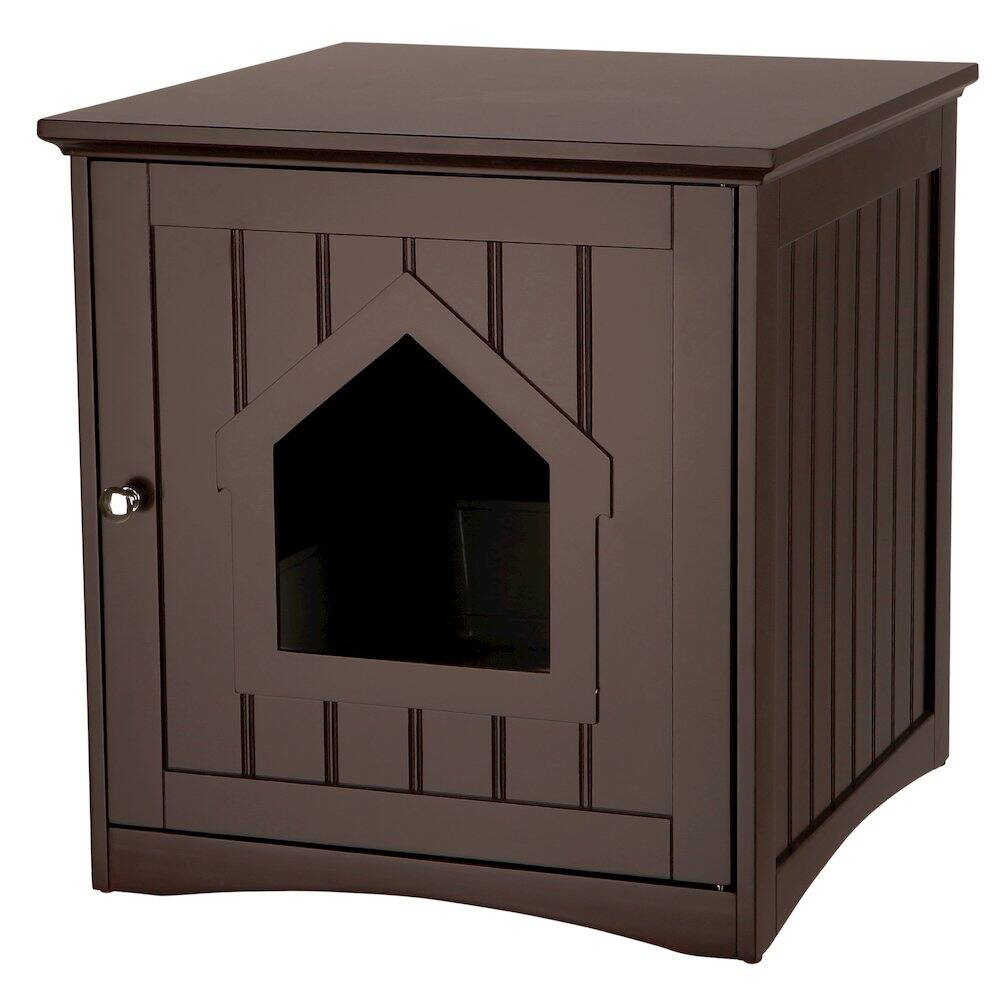 Front. TRIXIE - Cat Litter Box Enclosure Hidden Litter Indoor Cat Furniture Pet Home - Espresso Brown.