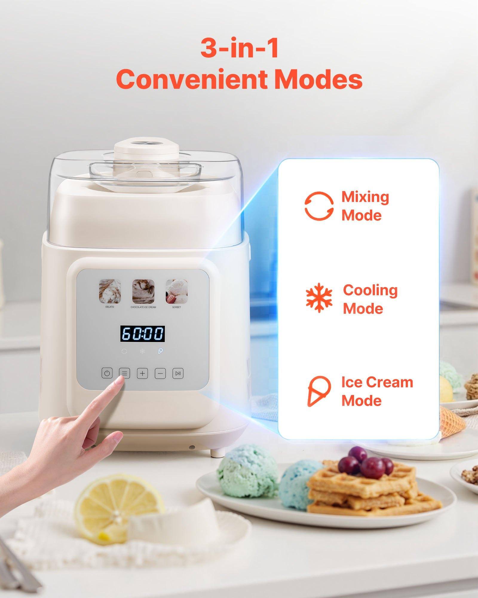 3-in-1 Convenient Modes

- Mixing Mode
- Cooling Mode
- Ice Cream Mode