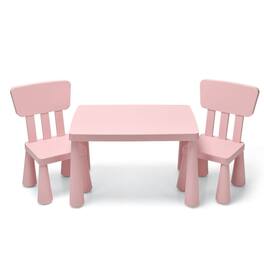Pefilos - 3 Pieces Toddler Multi Activity Play Dining Study Kids Table and Chair Set- Toddler Table and Chair Set for Arts - Pink