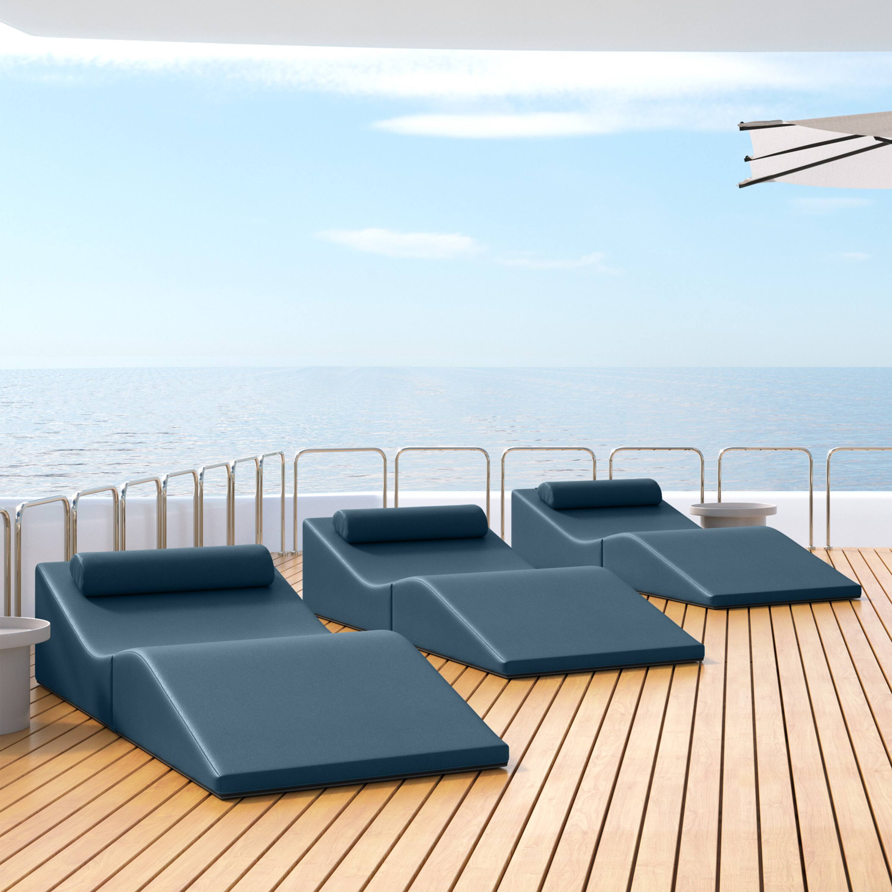 Alt View 1. Jaxx - Jaxx Clermont Sun Lounger - Luxurious Waterproof Poolside Lounge & Outdoor Chaise - Marine Vinyl Bay Navy - Marine Vinyl Bay Navy.