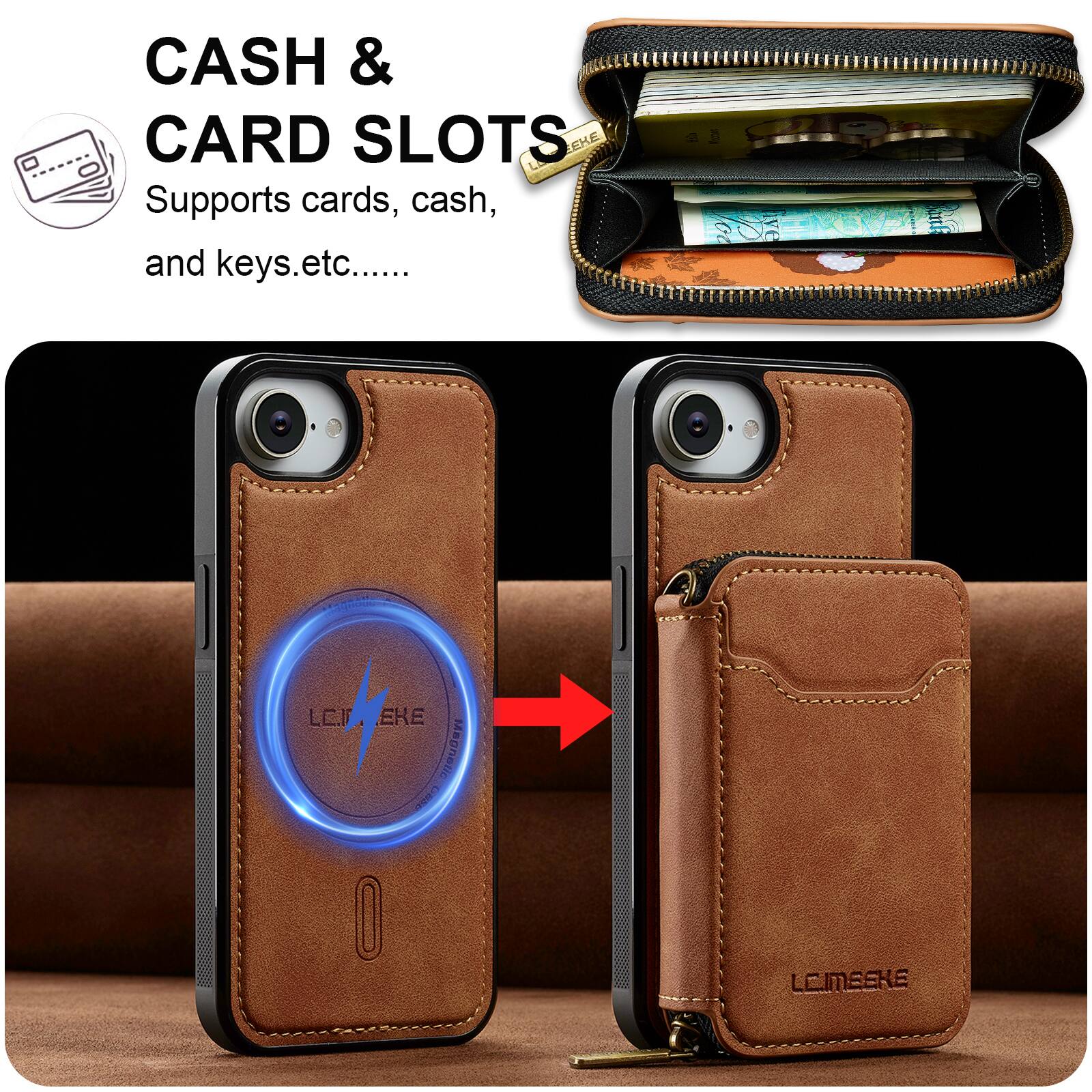 CASH & CARD SLOTS  
Supports cards, cash, and keys etc.....  

SR 50  

LCIMEKE  
Magnetic DRBE  
LCIMEKE