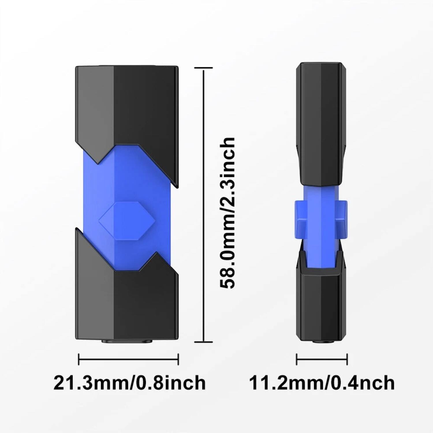 58.0mm/2.3inch  
21.3mm/0.8inch  
11.2mm/0.4inch