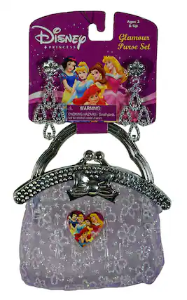 Disney PRINCESS
Ages 3 & Up
Glamour Purse Set
WARNING: CHOKING HAZARD - Small parts. Not for children under 3 years.