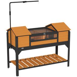 Pawhut - Tortoise Habitat with Adjustable Lamp Holder, Wooden Enclosure, Storage Shelf, Dual Houses, Attached Tray