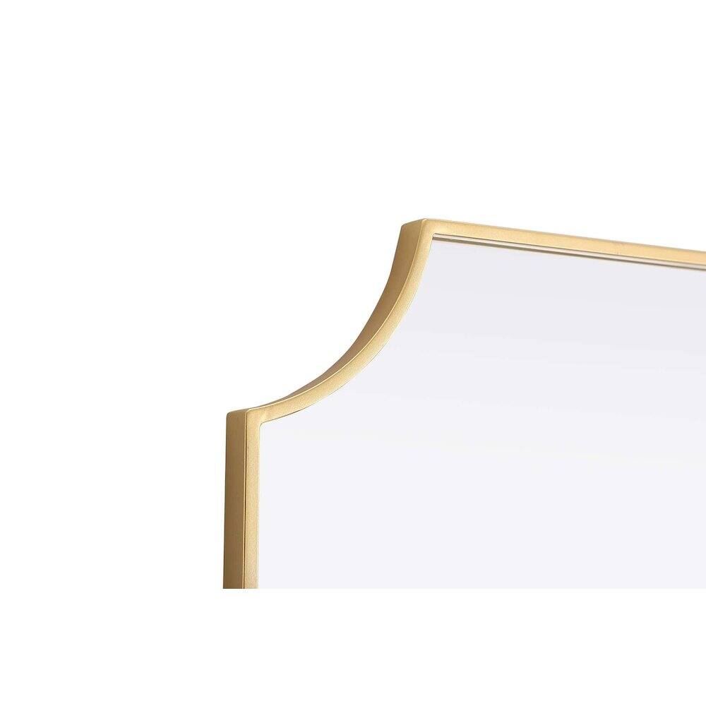 Back. Elegant Kitchen and Bath - Notched Metal Mirror 22x30 inch in Brass - Brass.