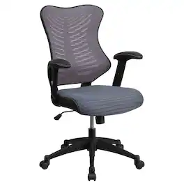 Emma + Oliver - High Back Designer Mesh Executive Ergonomic Office Chair w/ Adjustable Arms - Gray Mesh
