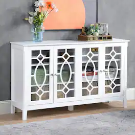 Kadyn - Sideboard Buffet with Glass Door Front and Adjustable Interior Shelves - White