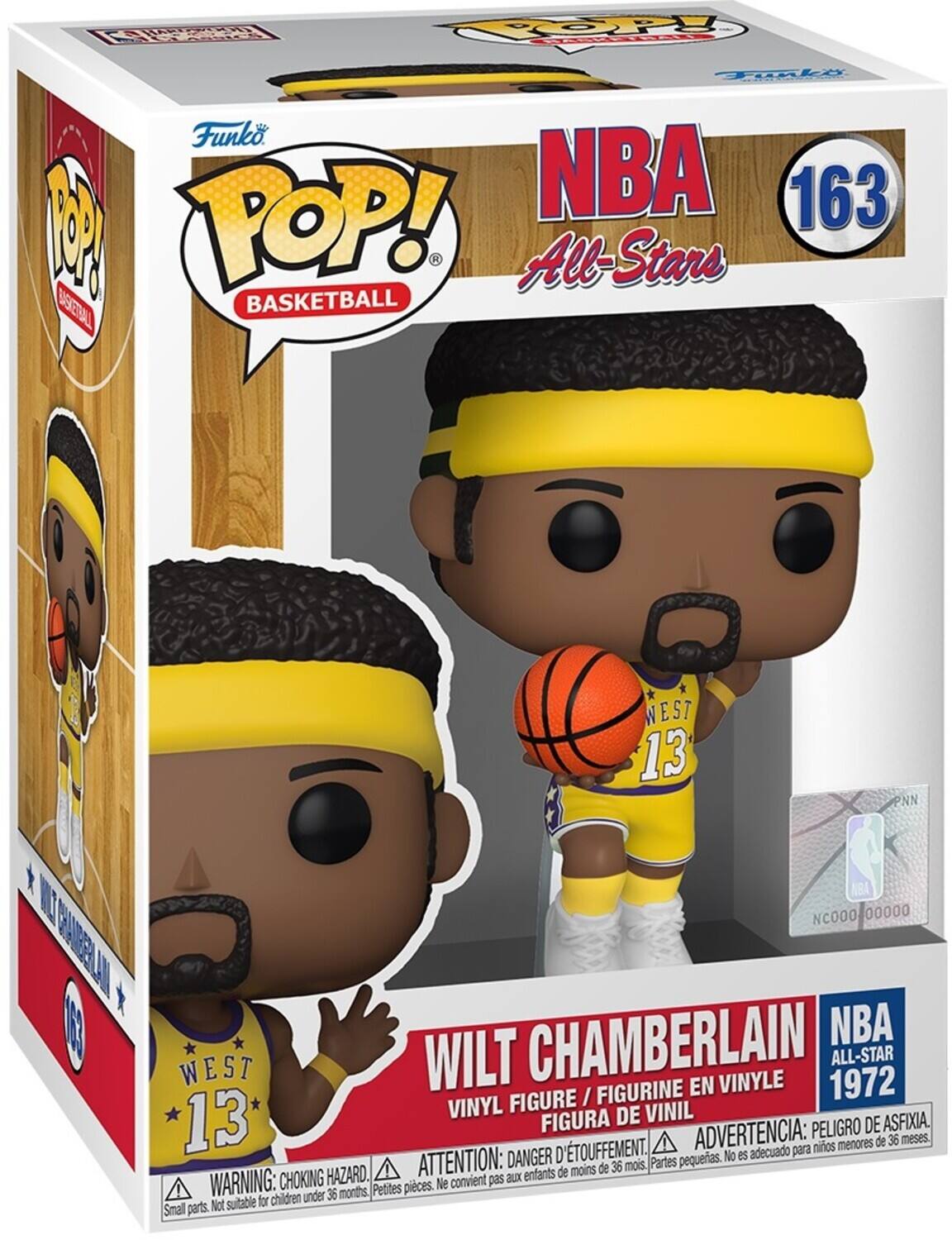 NBA 163
POP! BASKETBALL
All-Stars
WILT CHAMBERLAIN
NBA ALL-STAR
1972
FIGURE / FIGURINE EN VINYLE
FIGURA DE VINIL
PELIGRO DE ASFIXIA.
ADVERTENCIA: No es adecuado para niños menores de 36 meses.
PELIGRO DE ÉTOUFFEMENT.
DANGER: Danger d'étouffement.
ATTENTION: DANGER de 36 mois.
WARNING: CHOKING HAZARD.
Partes pequeñas. No convierta en pequeñas piezas. Not suitable for children under 36 months.