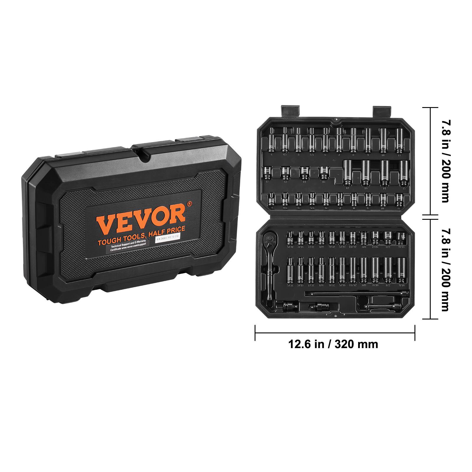 VEVOR TOOLS, HALF PRICE
TOUGH TOOLS
7.8 in / 200 mm
7.8 in / 200 mm
12.6 in / 320 mm