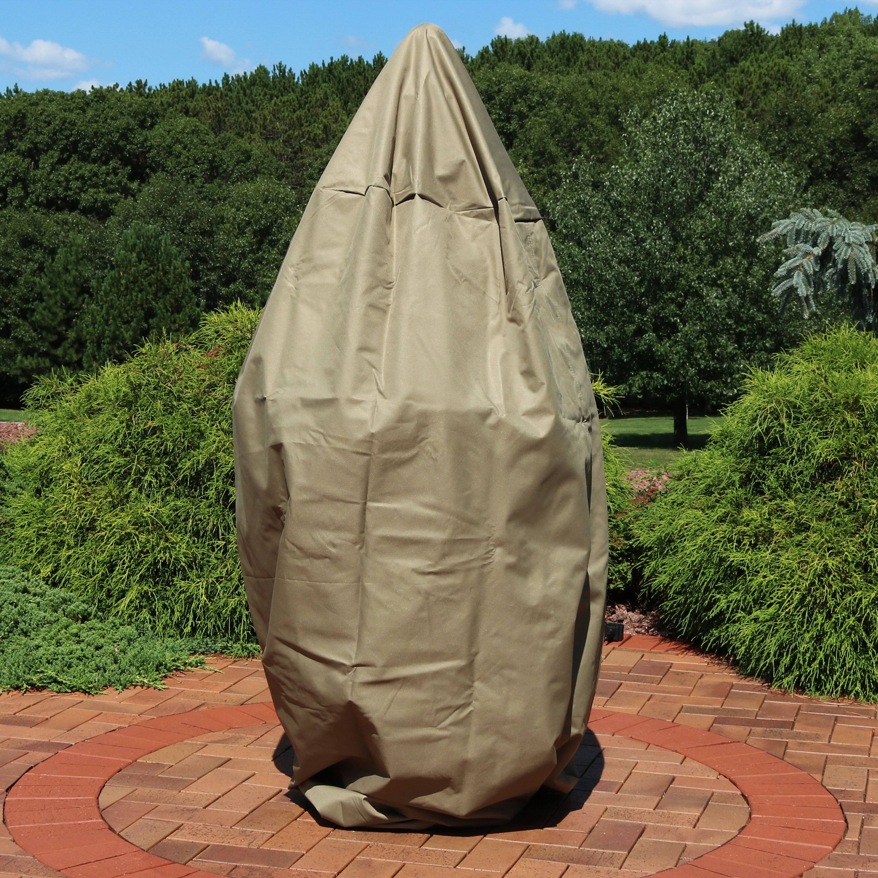 Alt View 1. Sunnydaze - Polyester Outdoor Tiered Fountain Cover - Khaki - 38 in - Light Brown.