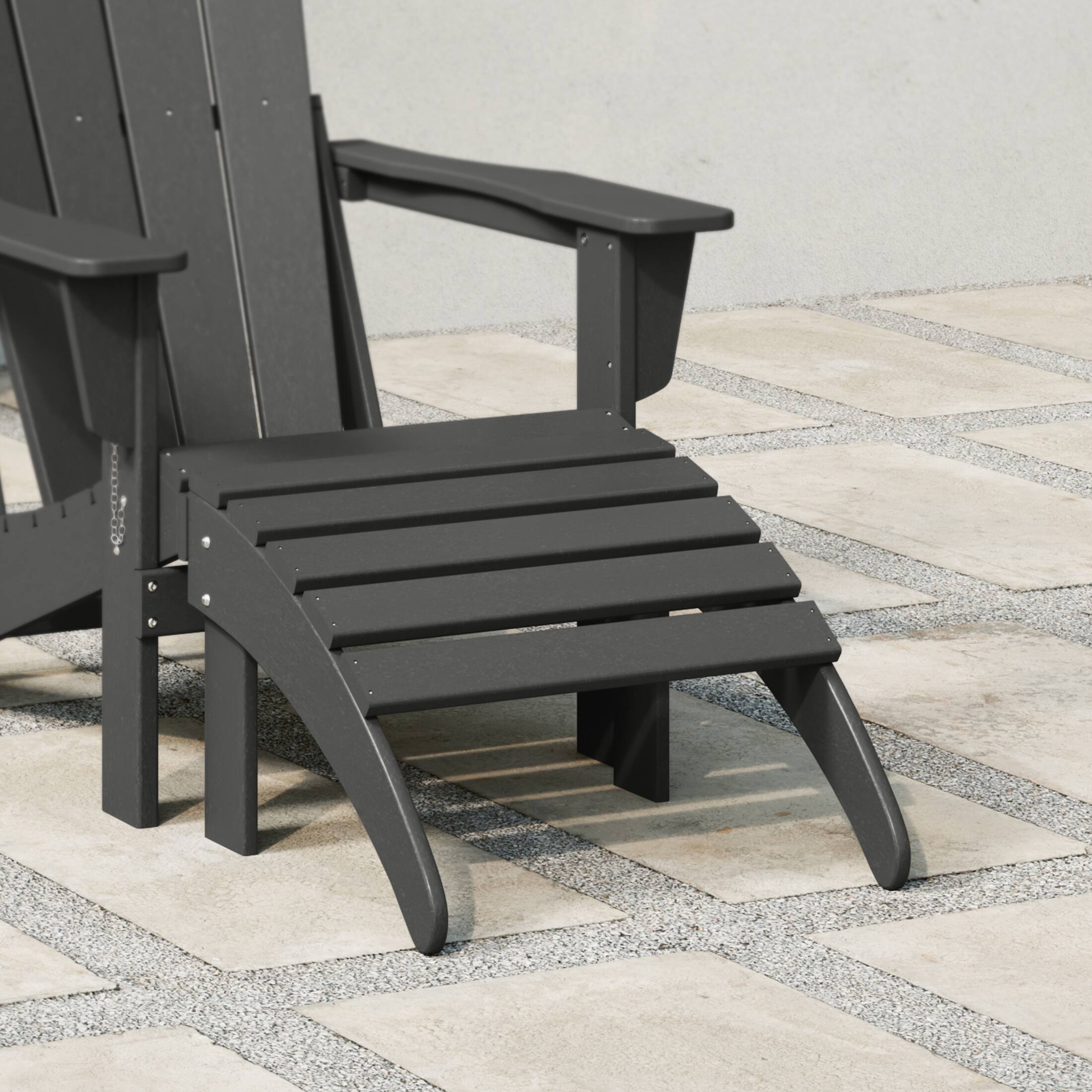 Angle. WestinTrends - WestinTrends Malibu Outdoor folding ottoman for Adirondack chair - Gray.