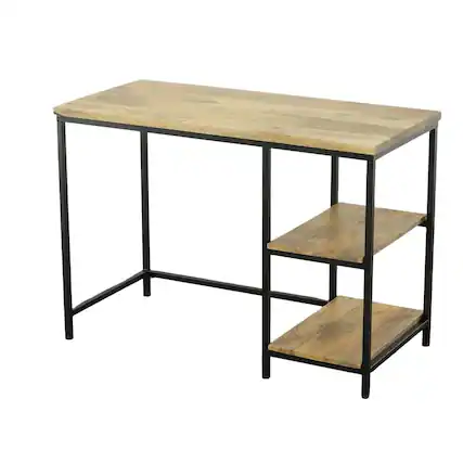 Front. Carolina Chair & Table - Brayden 42" Wide Two Shelf Metal and Wood Desk - Natural/Black - Natural, Black.
