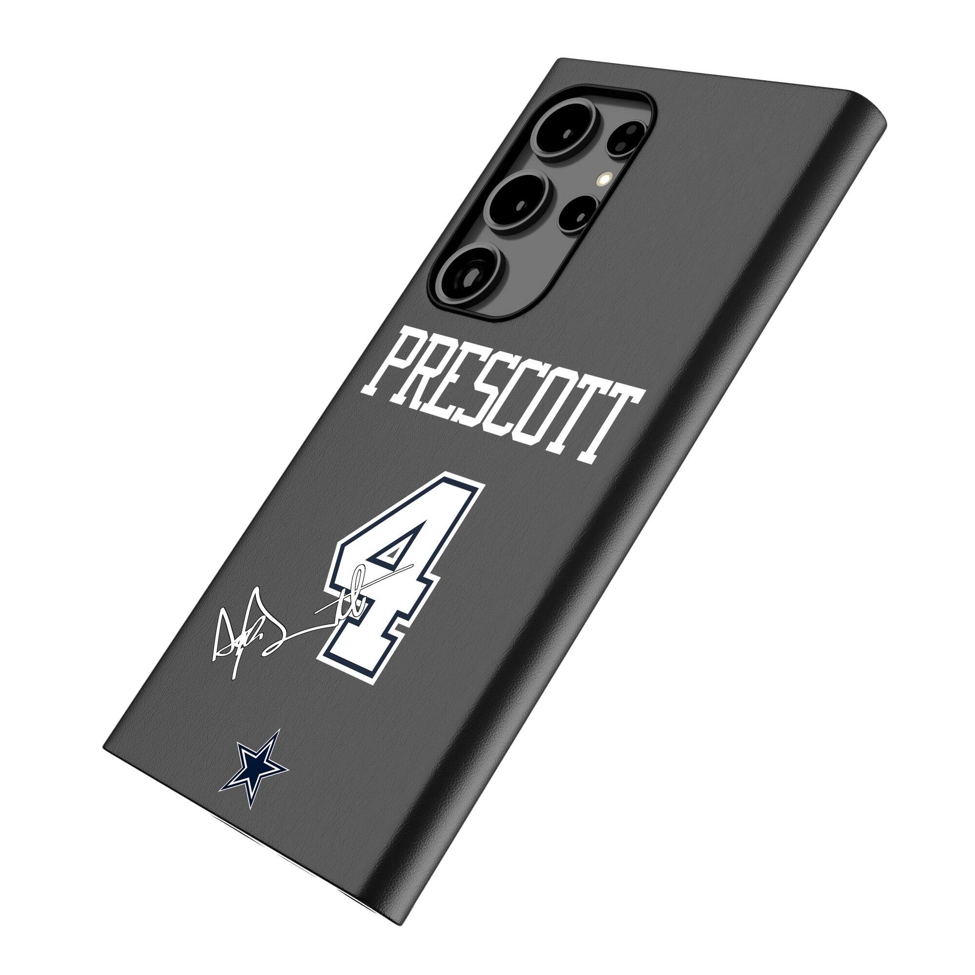 Alt View 1. Keyscaper - Dak Prescott Black Dallas Cowboys Galaxy Magnetic Bump Case - S24 Ultra - Black.