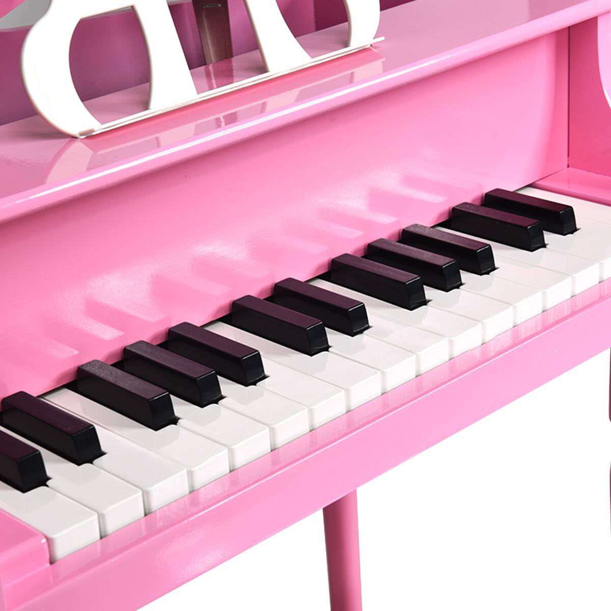 Alt View 18. Costway - 30-Key Classic Baby Grand Piano Toddler Toy Wood with Bench & Music Rack - Pink.
