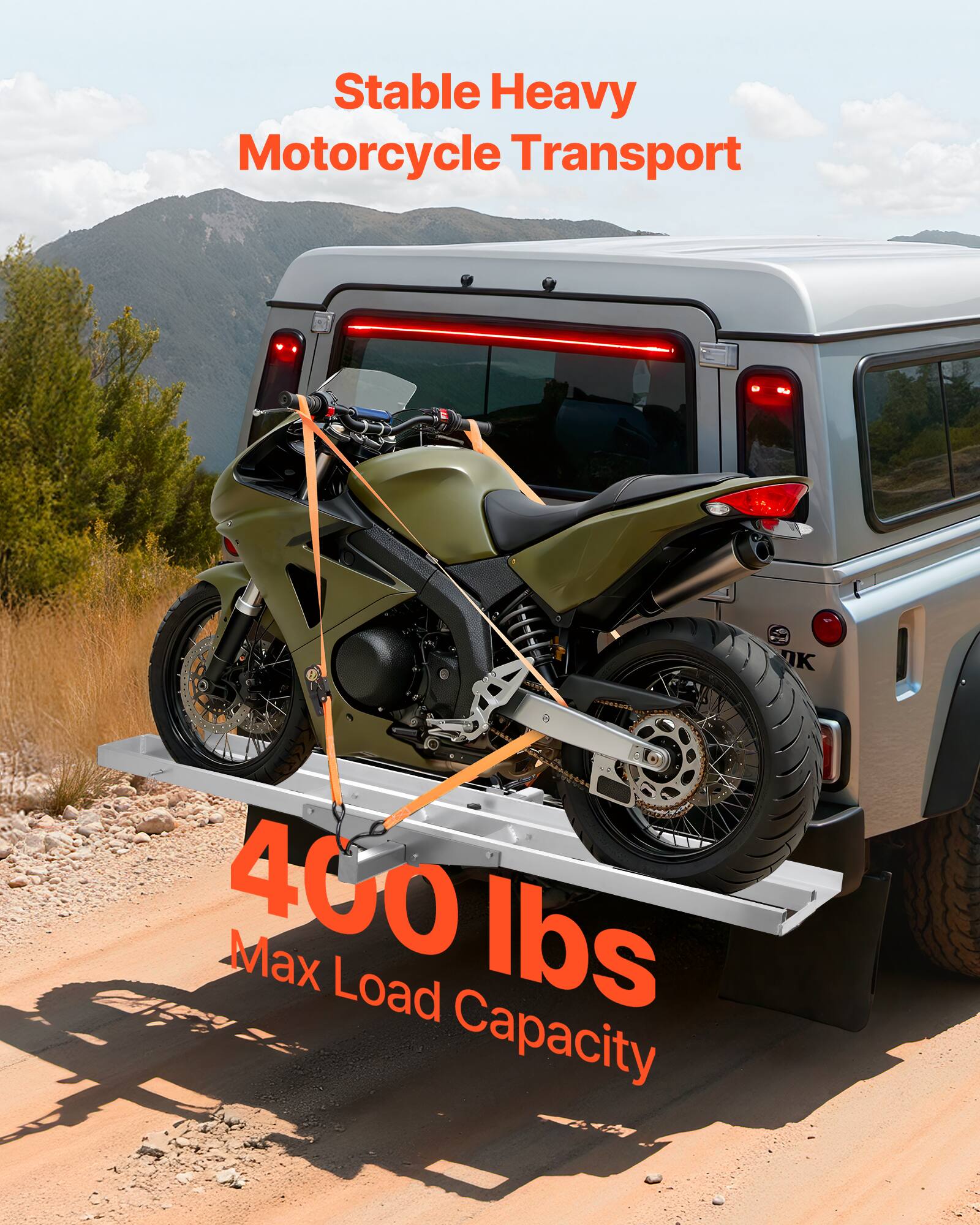Stable Heavy Motorcycle Transport  
400 lbs  
Max Load Capacity