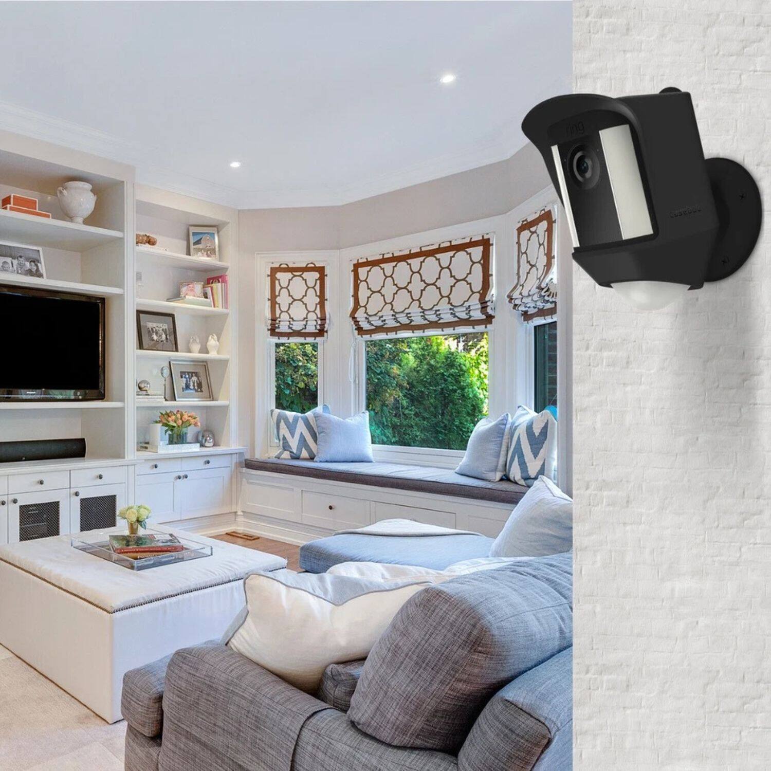 Left. Stock Preferred - Ring Spotlight Cam Battery HD Security Camera Soft Silicone Protective Case - Black.