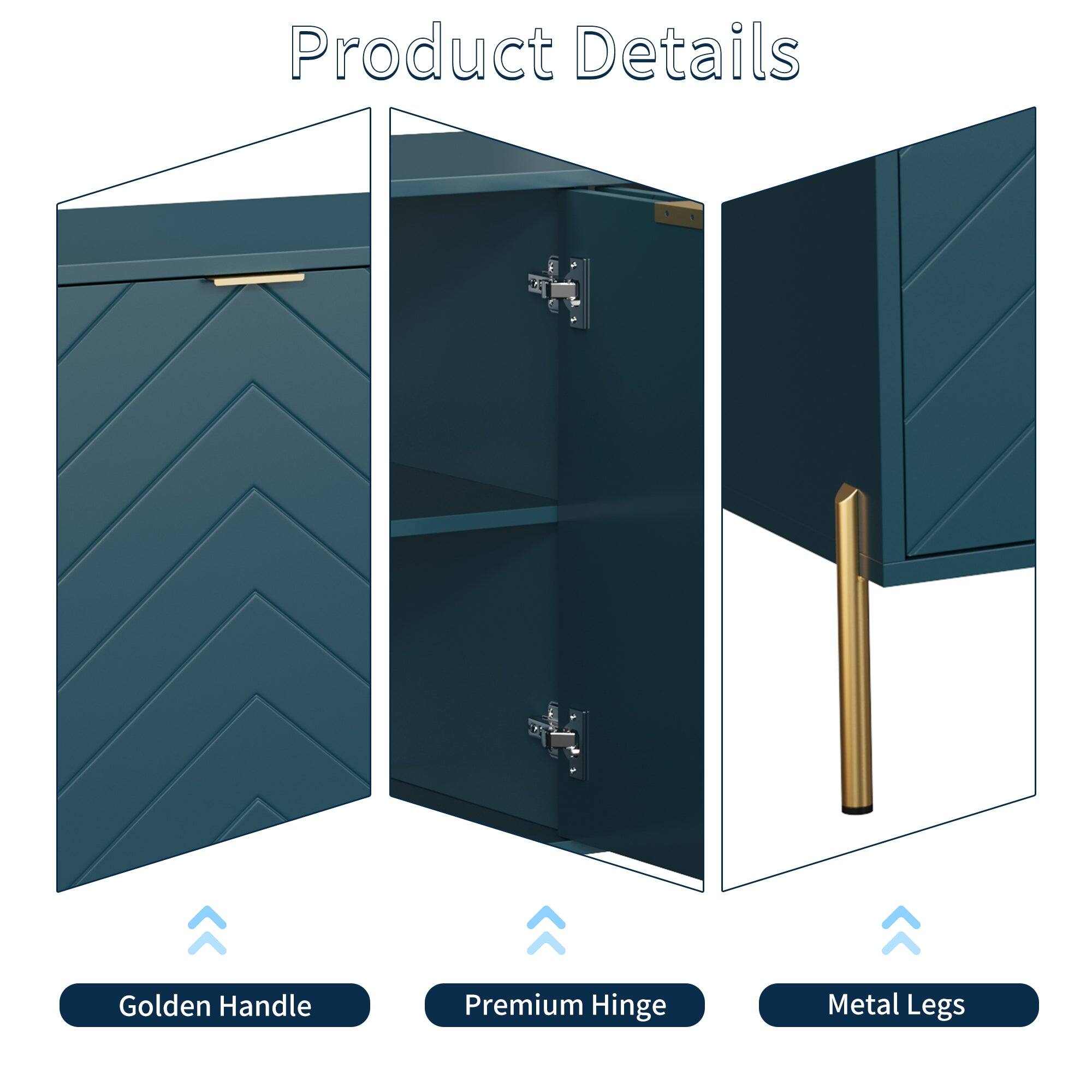 Product Details

- Golden Handle
- Premium Hinge
- Metal Legs