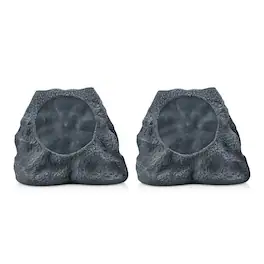 SoundPro - 1-Pair Bluetooth Multi-Link Solar Rechargeable Wireless Rock Speakers - Gray Slate