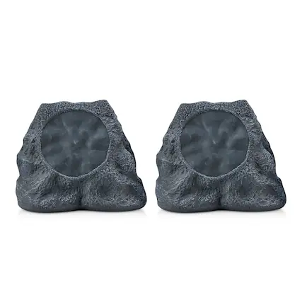 Front. SoundPro - 1-Pair Bluetooth Multi-Link Solar Rechargeable Wireless Rock Speakers - Gray Slate.