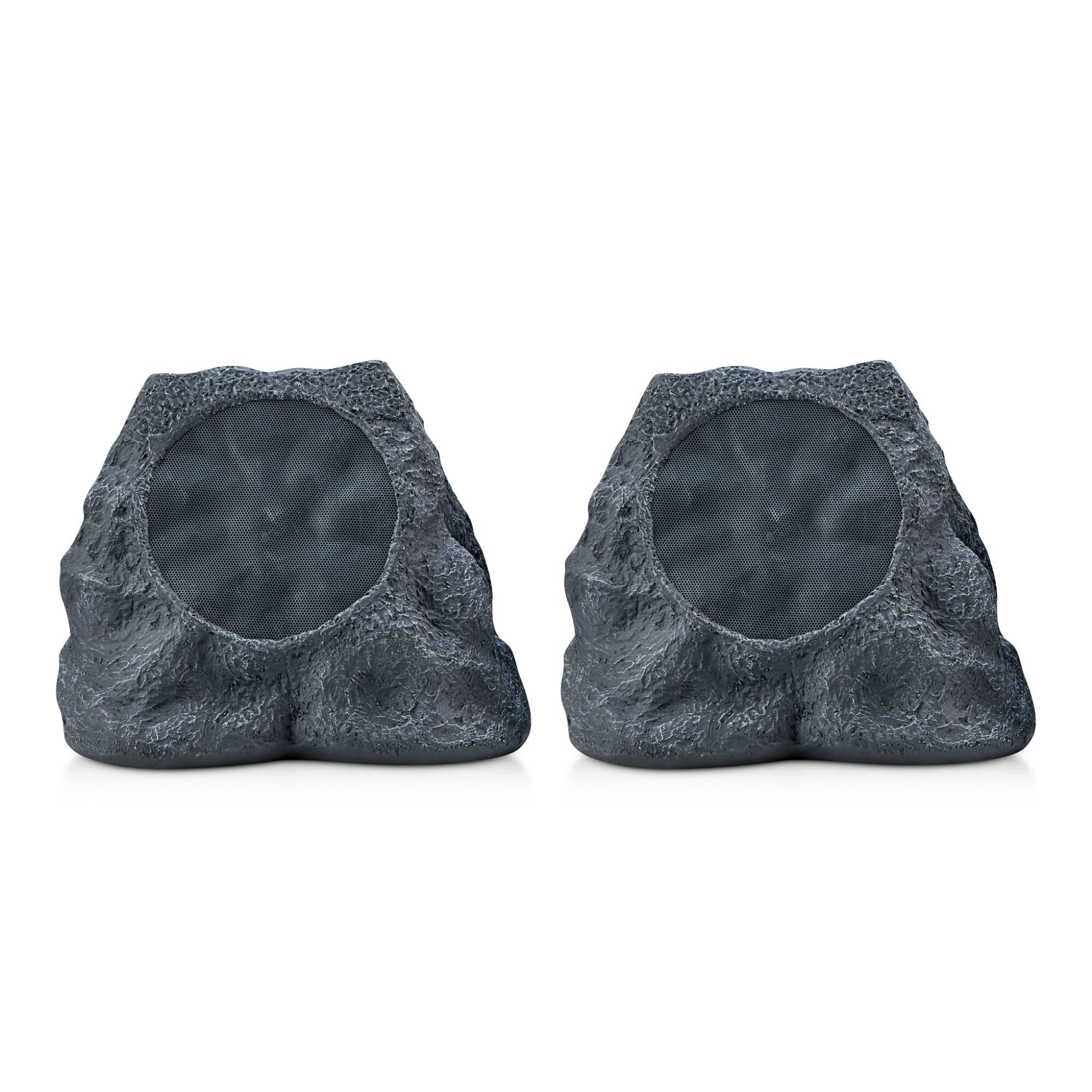 Front. SoundPro - 1-Pair Bluetooth Multi-Link Solar Rechargeable Wireless Rock Speakers - Gray Slate.
