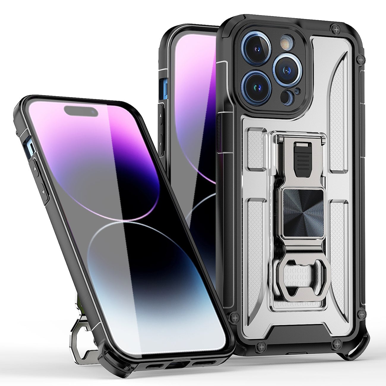 Reiko - Kickstand Ring Holder/Bottle Opener With Magnetic Car Mount For Iphone 14 Pro In - Clear