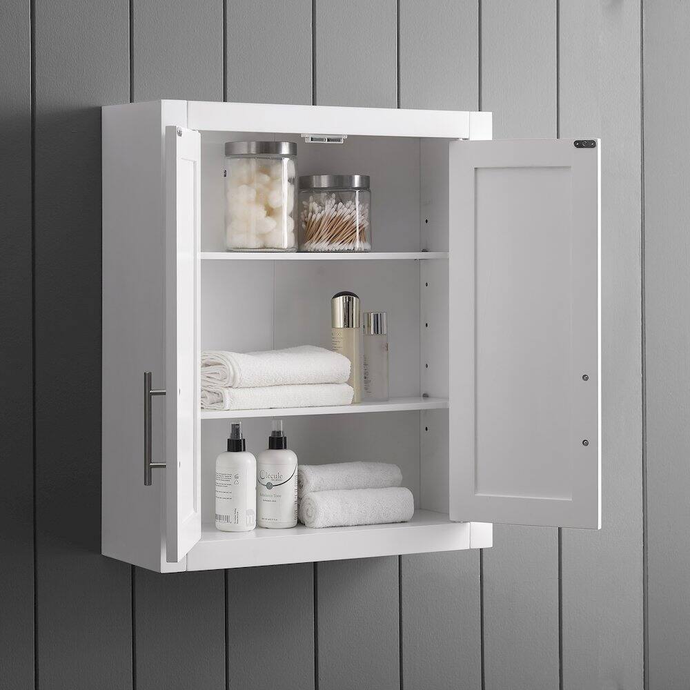 Alt View 5. Crosley Furniture - Savannah 3Pc Wall Storage Cabinet - 3 Wall Cabinets - White.