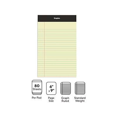 Staples  
80 Sheets Per Pad  
6" x 9" Page Size  
Graph Ruled  
Standard Weight