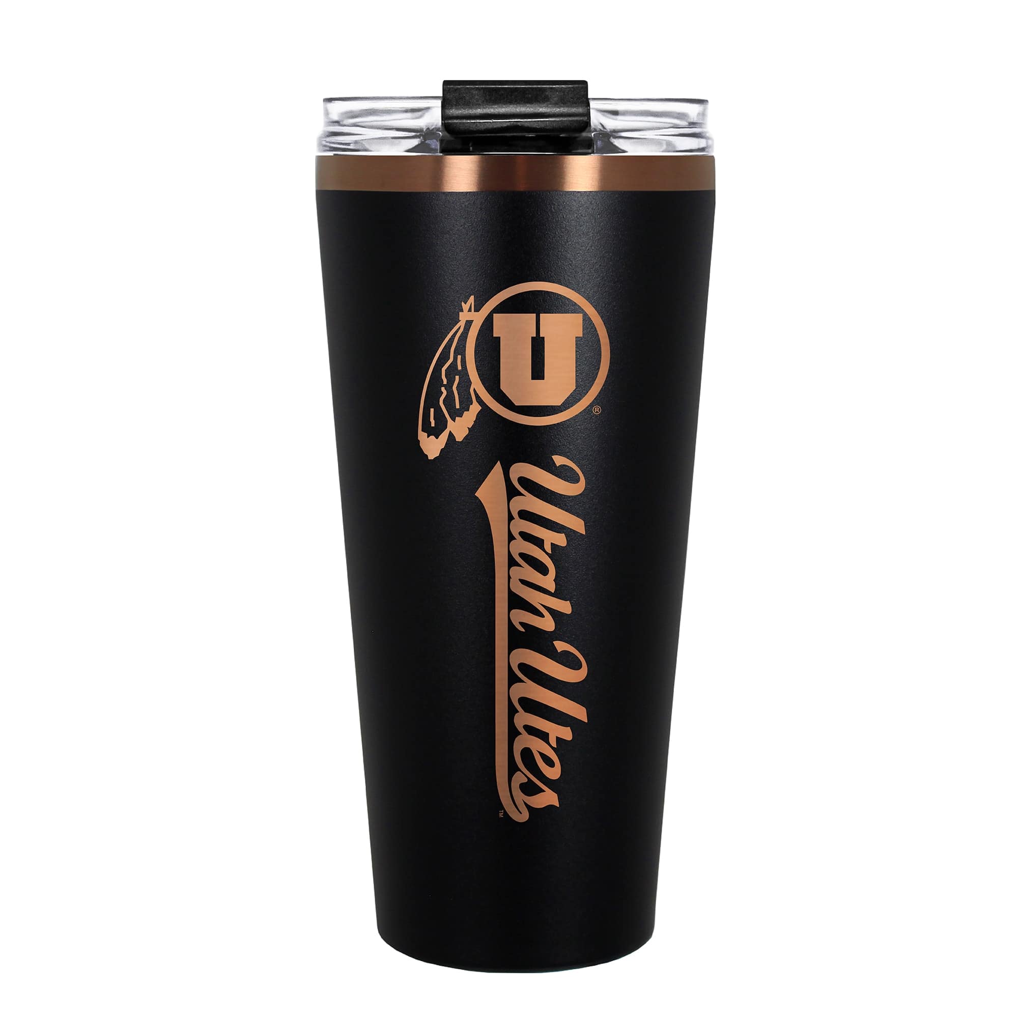 Front. Great American Products - Utah Utes 30oz. Big Slim Tumbler - Black.