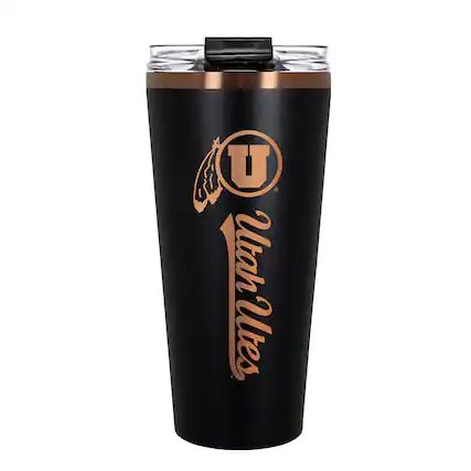 Front. Great American Products - Utah Utes 30oz. Big Slim Tumbler - Black.