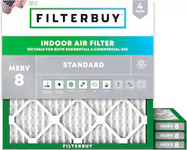 Filterbuy - 13.25x13.25x1 MERV 8 Dust & Allergy Defense, Electrostatic Pleated HVAC AC Furnace Air Filters Replacement (4-Pack) - Silver