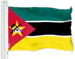 G128 - Mozambique Flag 3x5 ft — LiteWeave Pro 150D Printed Polyester with Brass Grommets - Assorted Colors